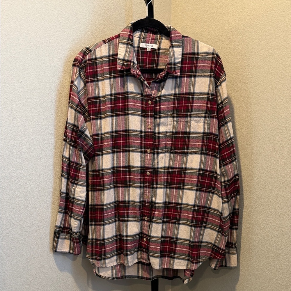 Madewell Red and White Plaid Casual Shirt